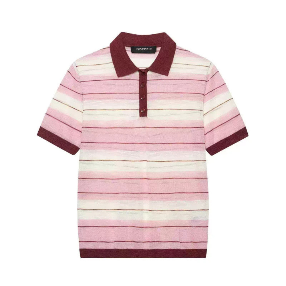 ZARA Summer Simple Versatile Horizontal Striped Collared Knit Top - Picture 3 of 4